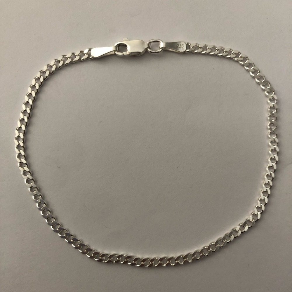 925 Silver 8” 3mm bracelet cuban chain unisex